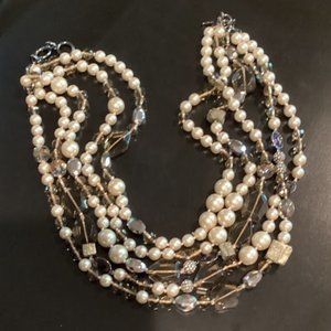 5-strand mixed media necklace 23-inches